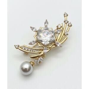 Elegant Gold Plated Honeybee Brooch Pin for Women White, and champagne Crystals